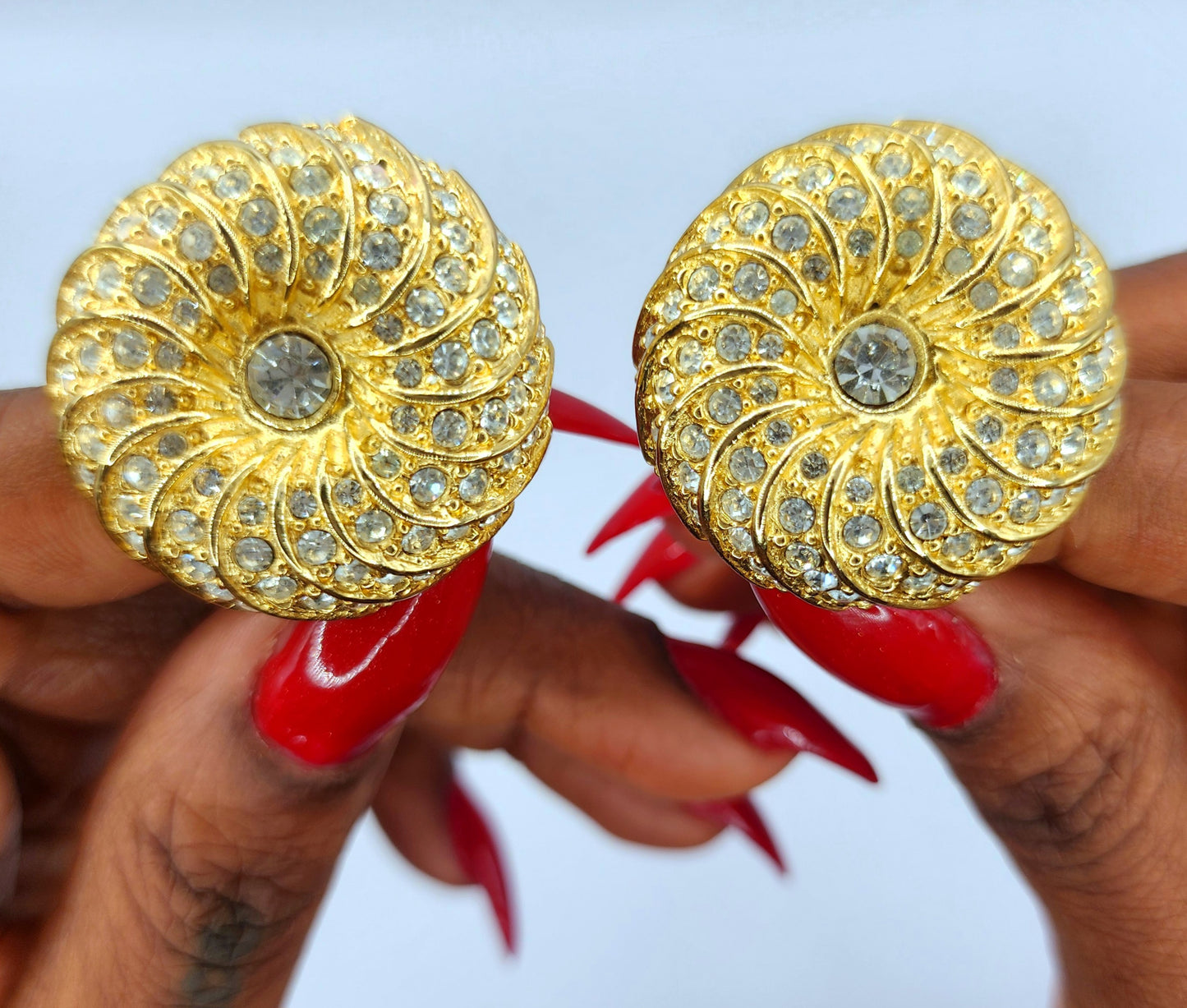 1980s Runway Couture Earrings ~ Crystal Rims