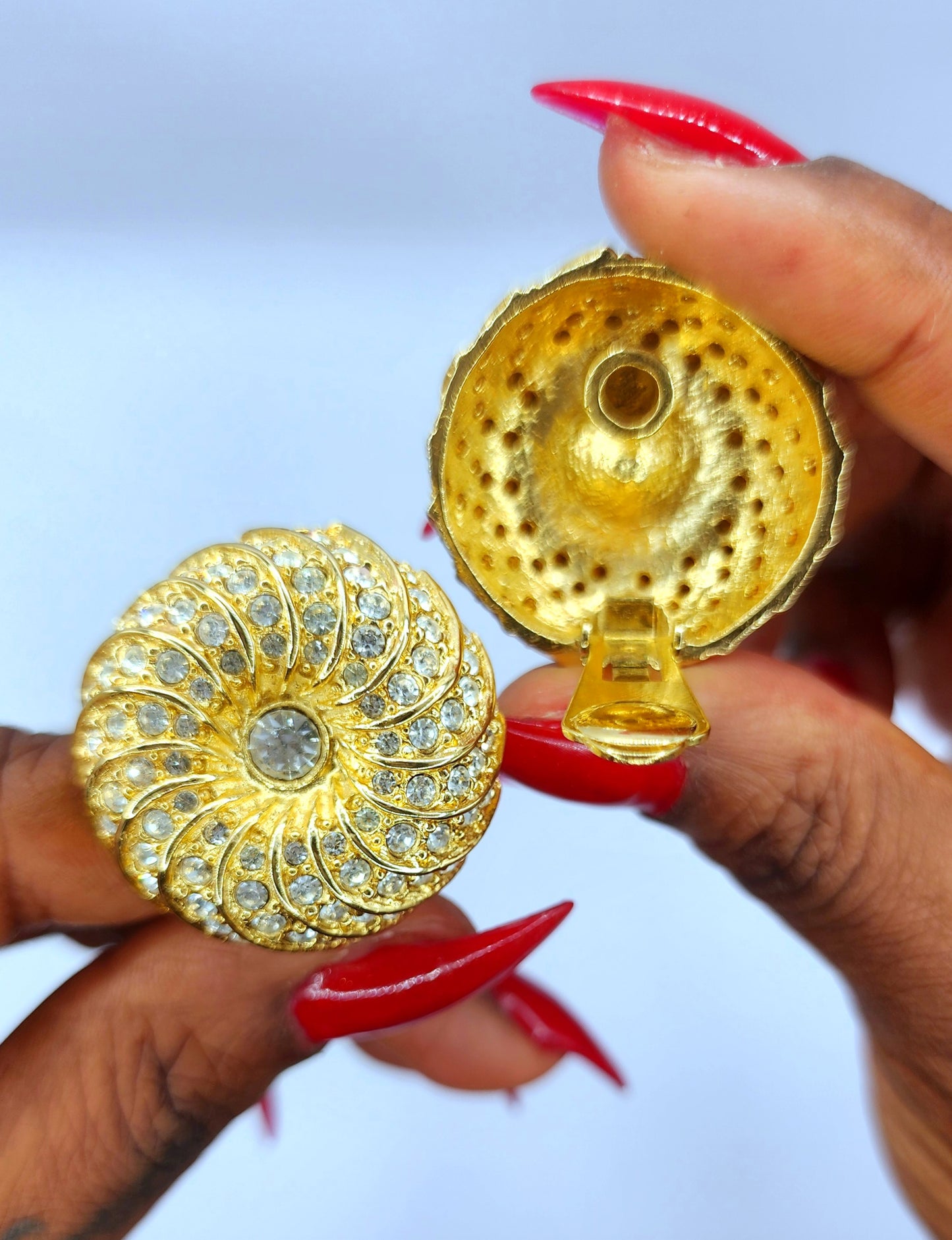 1980s Runway Couture Earrings ~ Crystal Rims