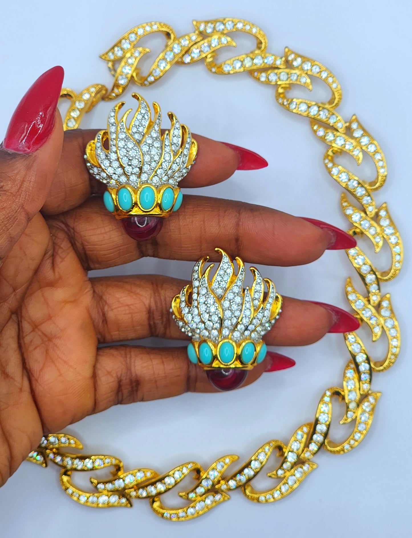 Vintage Elizabeth Taylor for Avon “Eternal Flame” Necklace & Earrings Set