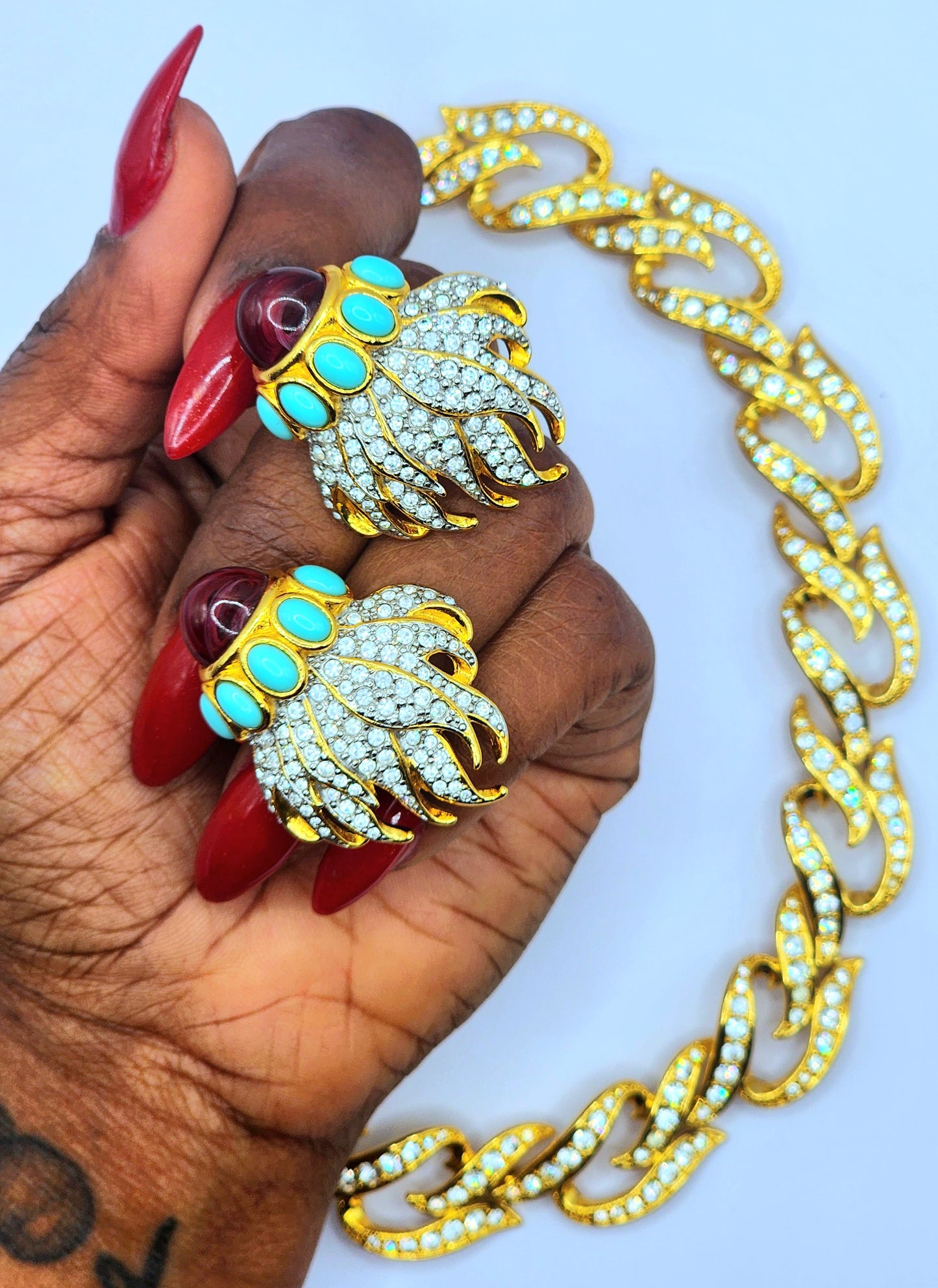 Vintage Elizabeth Taylor for Avon “Eternal Flame” Necklace & Earrings Set