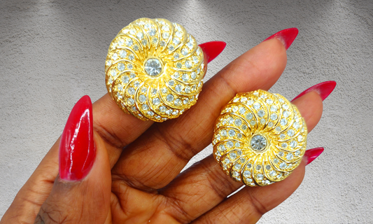 1980s Runway Couture Earrings ~ Crystal Rims