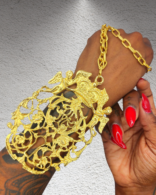 Vintage Cherub Necklace with Oversized Pendant