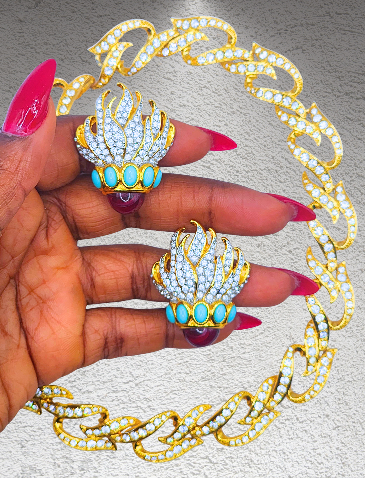Vintage Elizabeth Taylor for Avon “Eternal Flame” Necklace & Earrings Set